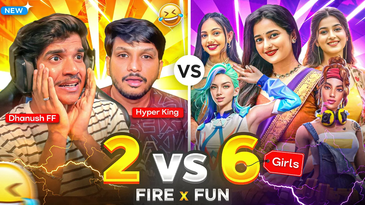 😨 2  vs 6 Pro Girls 🔥 | Dhanush FF Gamer x @HyperKingTeluguGamer | Free Fire Telugu
