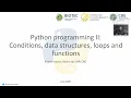 10b Python Programming Conditions data structures for loops and functions