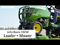 John Deere 1025R Tractor with Mower Deck and Front Loader Features Attachments and Operations