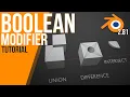 How to union difference intersect objects Boolean modifier Blender 2 81 Tutorial