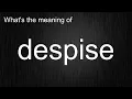 What s the meaning of despise How to pronounce despise