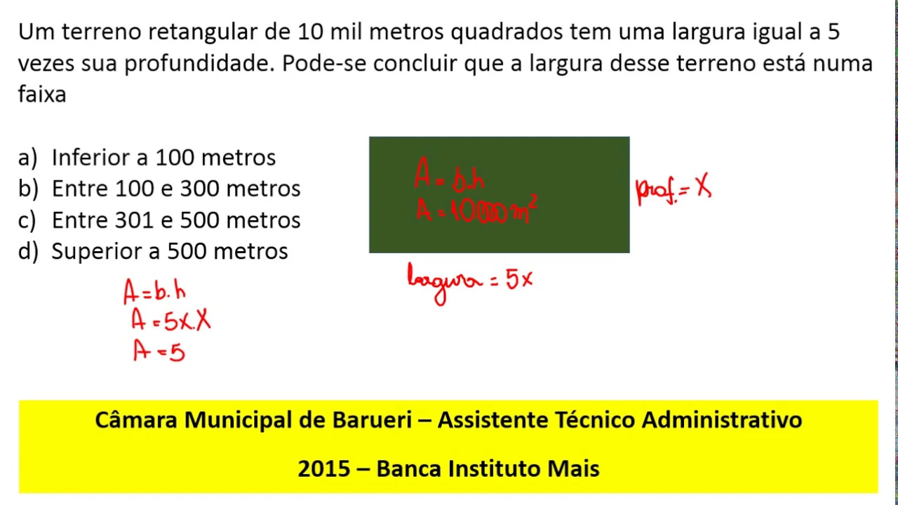 Área Prova de Matemática Instituto Mais #IMAIS