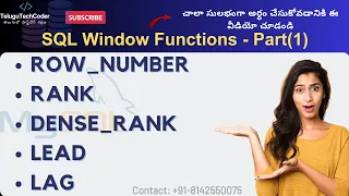 Master SQL Window Functions ROW - NUMBER RANK DENSE