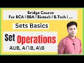Set Operations Union Intersection Difference Bridge Course Module 1