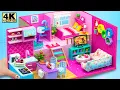 Lagu DIY Miniature Cardboard House #66 | Easy Build Simple Pink Craft House From Cardboard For a Family