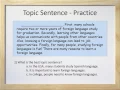 Paragraphs Part II - Topic Sentences
