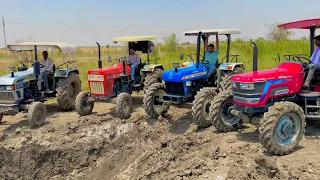 Tractor Power Test in Mud with New Holland 3630 | Mahindra Arjun NOVO 605 | Eicher 485 | Swaraj 855