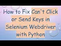 How to Fix Can t Click or Send Keys in Selenium Webdriver with Python