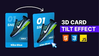 3D Card Hover Parallax Tilt Effect Vanilla Tilt JS HTML CSS JavaScript