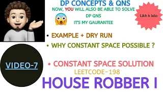 House Robber I Constant Space DP Concepts Qns - 7 Leetcode 198