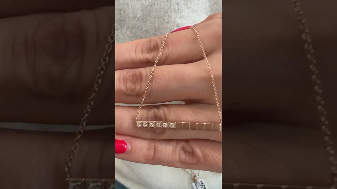14K Gold Diamond Bar Pendant