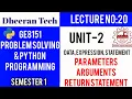GE8151 PROBLEM SOLVING AND PYTHON PROGRAMMING PSPP Manojkumar Lectures parameters arguments