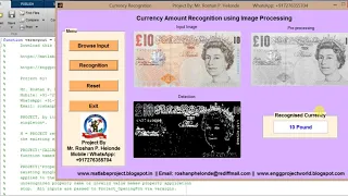 How to develop Currency Recognition using Image Processing in matlab project code