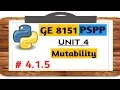 GE 8151 PSPP NOTES 4 1 5 list Mutability