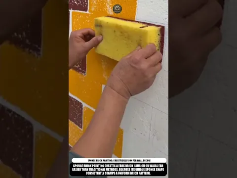 Sponge Brick Painting: Creative Illusion for Wall Decor! #innovation
