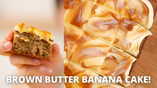 BROWN BUTTER BANANA CAKE! salted caramel topping~