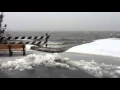 Scenes of Barnegat Bay near Long Beach Island during the winter storm