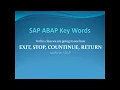 SAP ABAP Tutorial - Control Break statements STOP EXIT RETURN CONTINUE ABAP Keywords