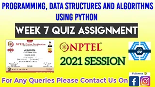 Programming Data Structures And Algorithms Using Python Week 7 Answers 2021 NPTEL