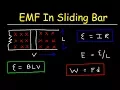 Induced EMF In Moving Conductor Sliding Bar Generator - Faraday s Law of Electromagnetic Induction