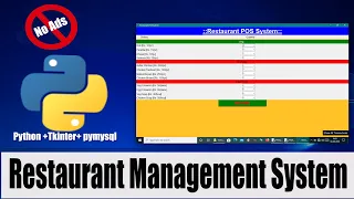 Restaurant management system using Tkinter Python MySQL POS System in python