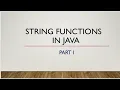 String Library Functions in JAVA PART 1