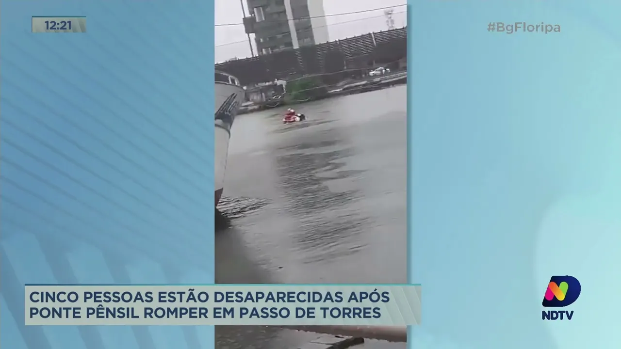 Cinco pessoas estão desaparecidas após ponte pênsil romper em Passo de Torres