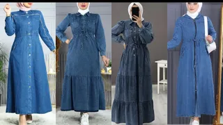 موضة ملابس محجبات دريسات وفساتين جينز للمحجبات 2023 