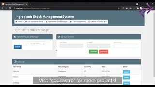 Ingredients Stock Management System in PHP MySQL with Source Code - CodeAstro