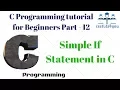 C Programming tutorial for Beginners Part - 12 Simple if statement