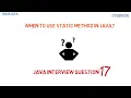 What is static method in java When to use it Java Interview Questions Ask Java Code Bode