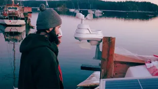 A plywood catamaran on a remote island