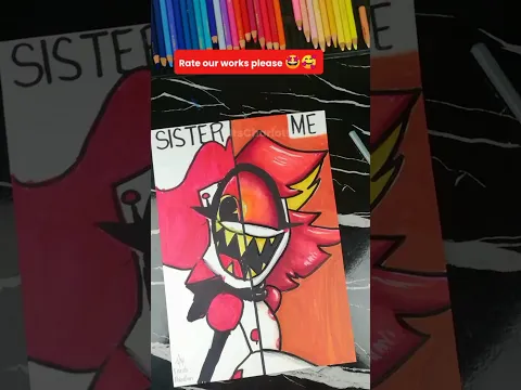 π³ My little SISTER MOGGED me at our Drawing NIFFTY Challenge! pt 2 #shorts #art #hazbinhotel
