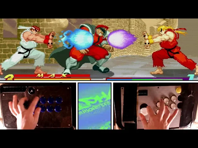 1 Player 2 Controllers! KEN &amp; RYU vs M.BISON! (Street Fighter Alpha)