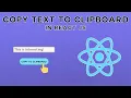 Copy Text To Clipboard React js Build a Copy to Clipboard in React React Js project beginner