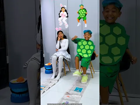 Turtle vs Rabbit Newspaper Challenge! 🐢🐇🔥#shortvideo #shortsfeed #youtubeshorts #viralvideo #shorts