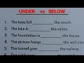 English Grammar Exercise - UNDER BELOW what s the difference