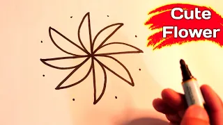 How to Draw a Cute Flower Step by Step Easy | Flower Drawing Easy Tutorial
