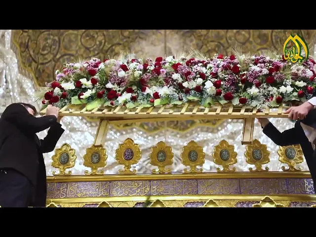 ⁣نثرَ الورد ...وازداد الضريح الكاظمي بهاءاًفذي شمس الحسن الكريم ...قد اشرقت ..