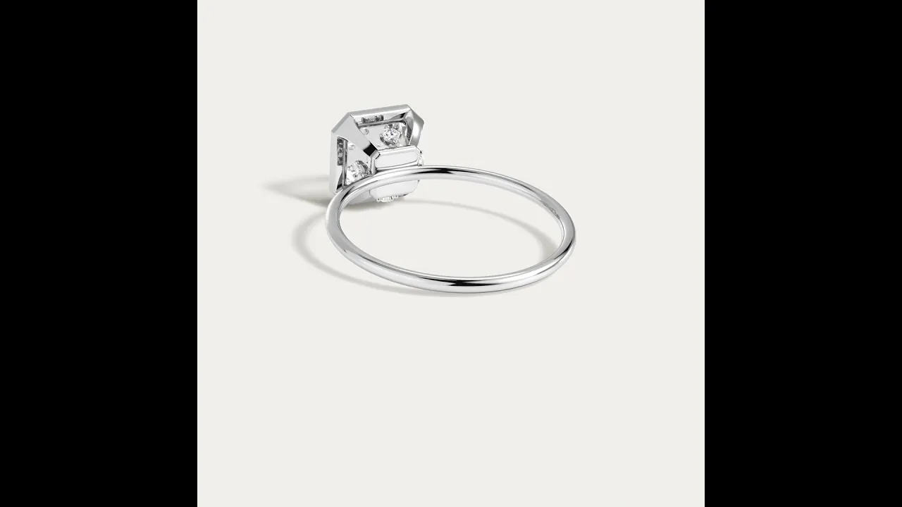 Loretta丨Asscher Moissanite Hidden Accent Engagement Ring
