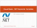 Visual Basic NET Keywords Variables
