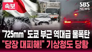 [🔴속보] "725mm" 일본 도쿄 부근 역대급 물폭탄 쏟아져.."당장 대피해!" 새벽 경보 일본 기상청도 당황   / SBS 논스톱 라이브