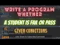 Java Program Student is Pass or Fail in Single Subject Class 12 GSEB Java Practical