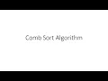 Comb Sort Algorithm Short discussion and C implementation