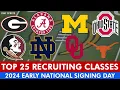 College Football Recruiting Top 25 Class Rankings At Start Of 2024 Early National Signing Day