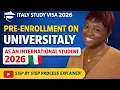 PRE ENROLLMENT 2026 FOR INTERNATIONAL STUDENTS ON UNIVERSITALY STUDY IN ITALY 2026