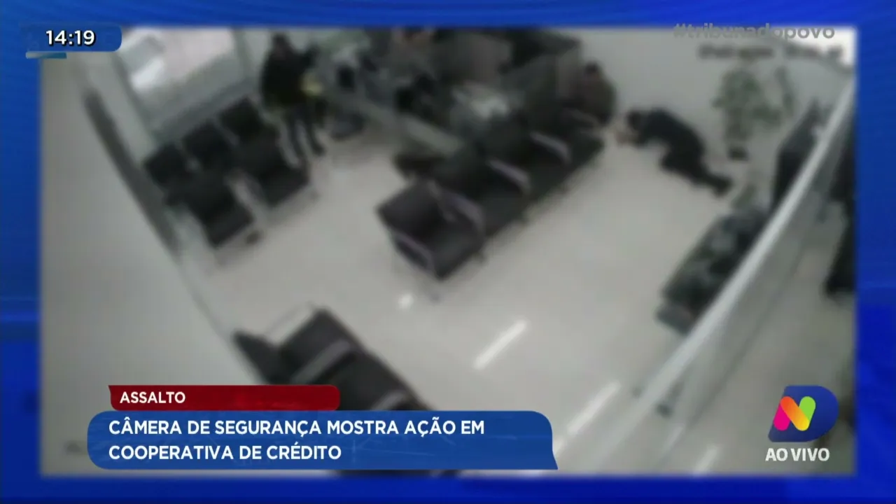 Assalto: câmera de segurança mostra ação em cooperativa de crédito