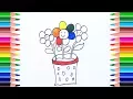How to Draw Potted Plants Coloring Pages for Kids Learn Colours