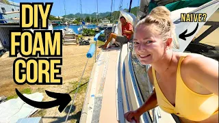 ⛵️ROTTEN CORE REPLACEMENT (part 1) | DIY Sailboat Teak Deck Removal | Hallberg Rassy 352