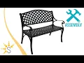 Sunnydaze 2-Person Checkered Cast Aluminum Metal Garden Bench - Black